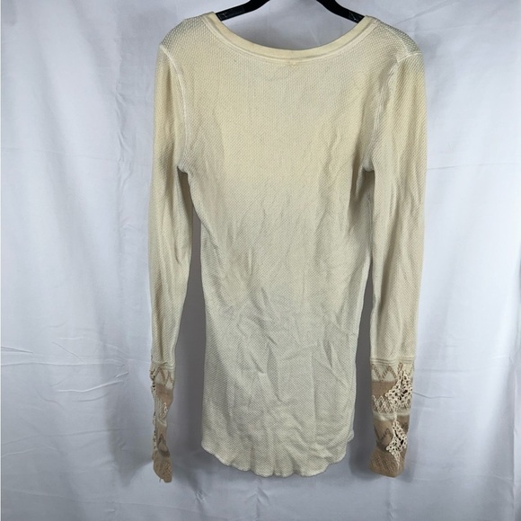 Free People Sweater Kyoto Cuff Thermal Mushroom Waffle Knit Long Sleeve V-Neck - Picture 12 of 12